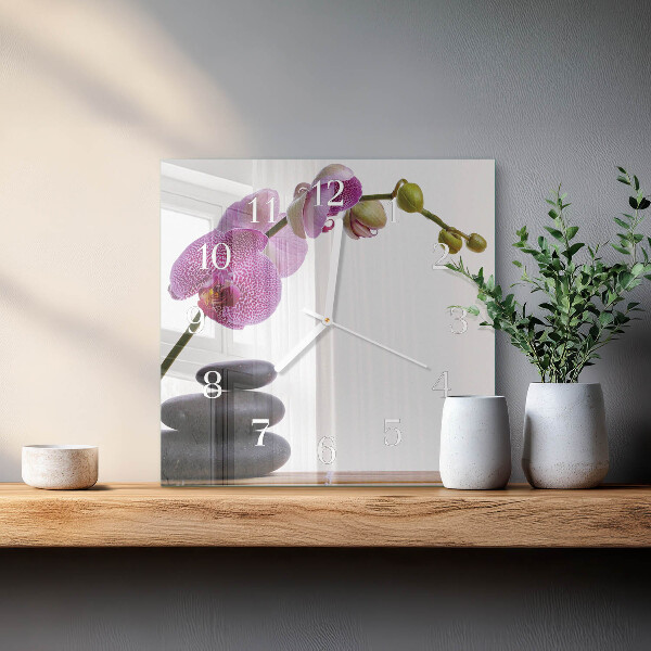 Reloj cuadrado Orquídea
