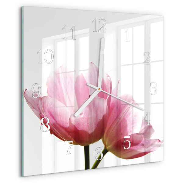 Reloj cuadrado tulipanes