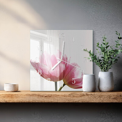 Reloj cuadrado tulipanes