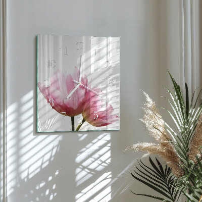 Reloj cuadrado tulipanes