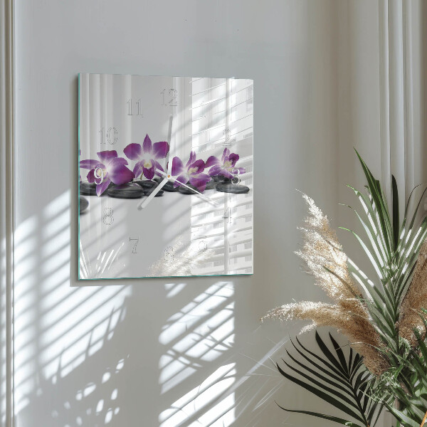 Reloj cuadrado Orquídea