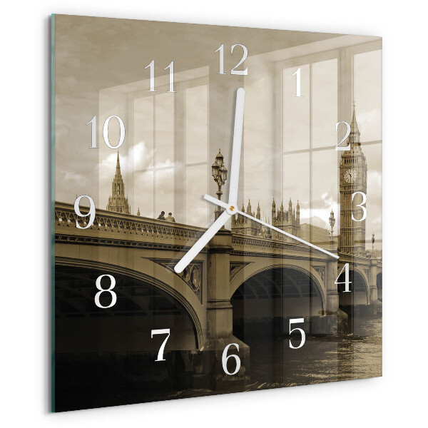 Reloj cuadrado Puente Sepia