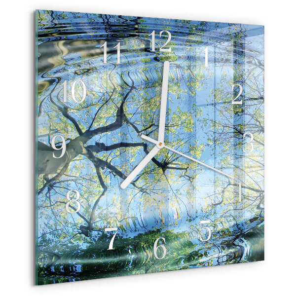 Reloj cuadrado Árboles Agua