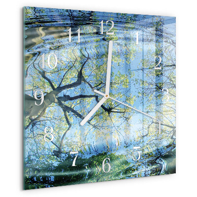 Reloj cuadrado Árboles Agua