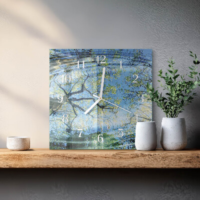 Reloj cuadrado Árboles Agua