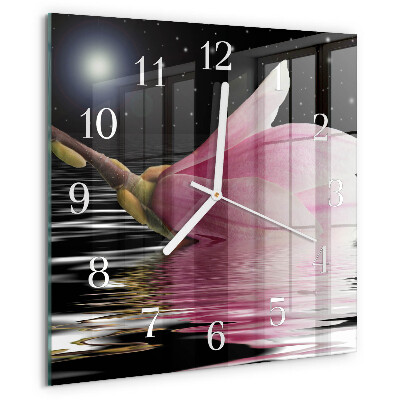 Reloj cuadrado Flor de magnolia