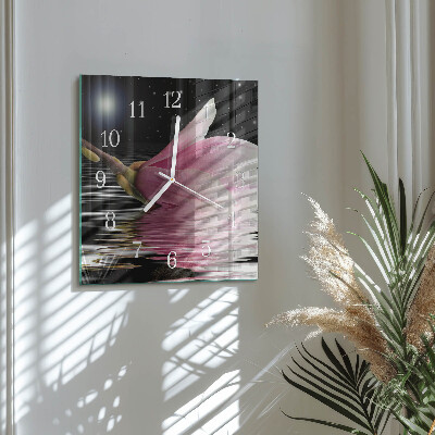 Reloj cuadrado Flor de magnolia