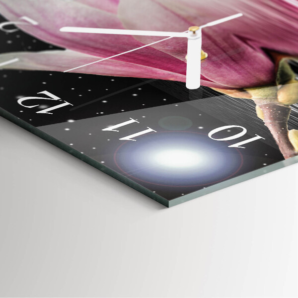 Reloj cuadrado Flor de magnolia