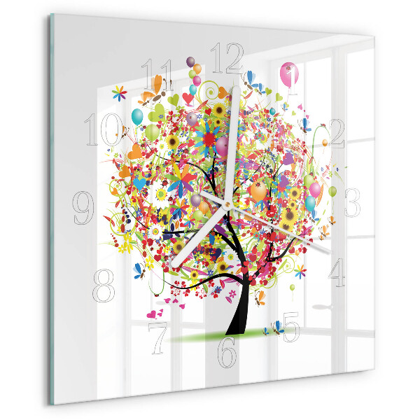 Reloj cuadrado Árbol colorido