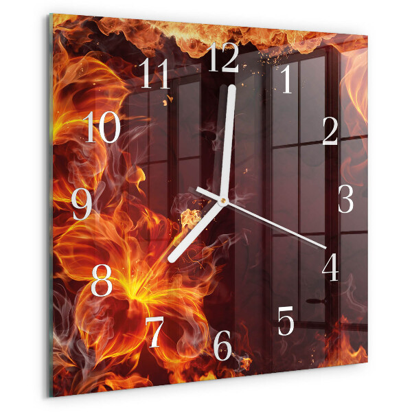 Reloj cuadrado Flores de fuego