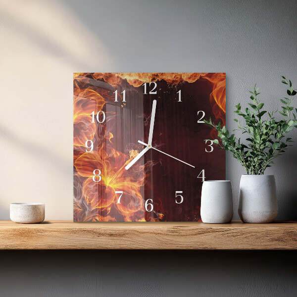 Reloj cuadrado Flores de fuego