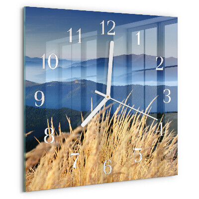 Reloj cuadrado Montañas Hierba