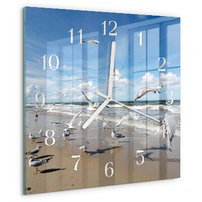 Reloj cuadrado Gaviotas en la playa
