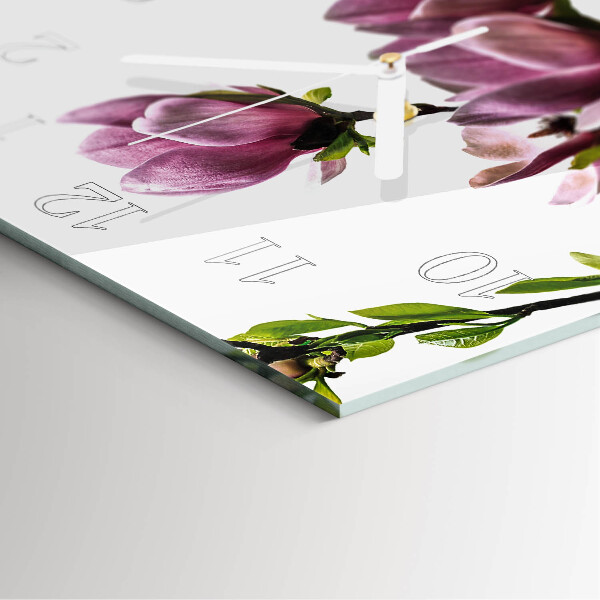 Reloj cuadrado Flor de magnolia