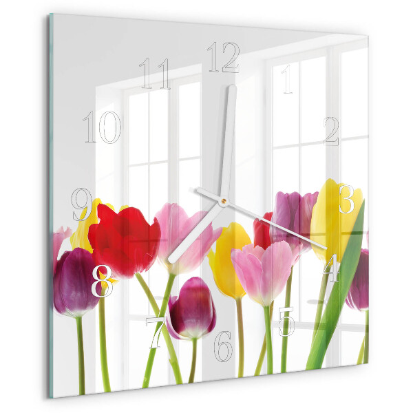 Reloj cuadrado Tulipanes de colores
