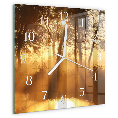 Reloj cuadrado Árboles Niebla