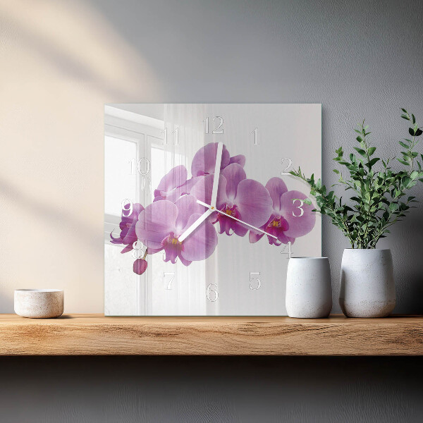 Reloj cuadrado Orquídea