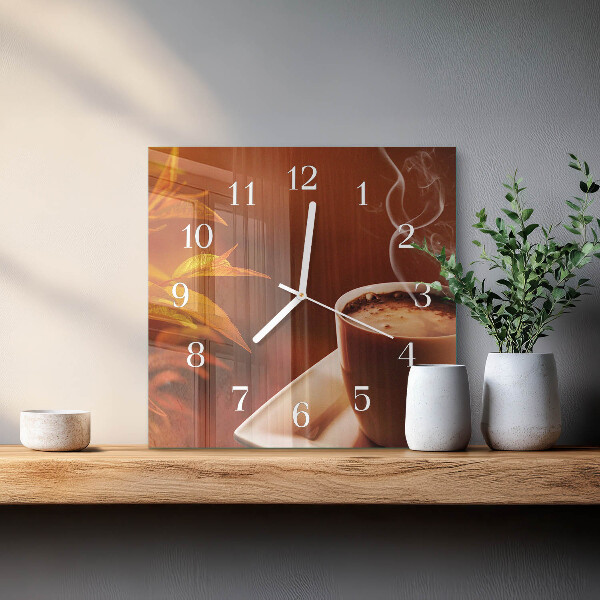 Reloj cuadrado Café