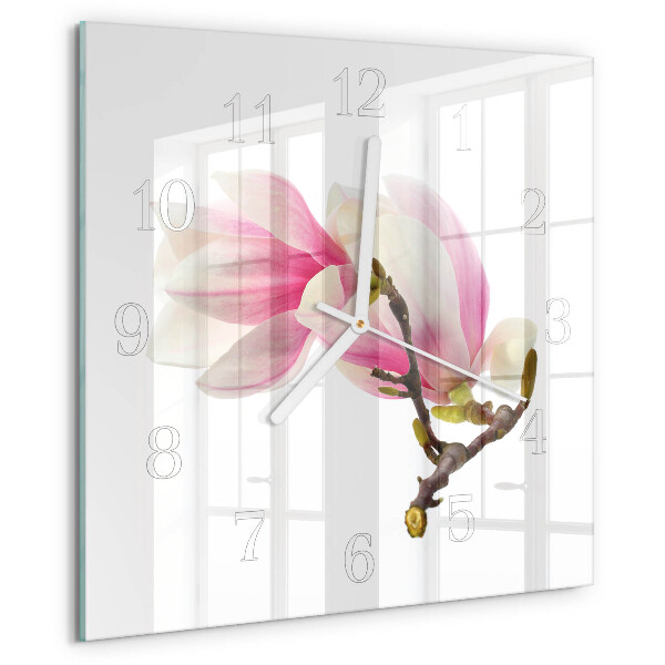 Reloj cuadrado Flor de magnolia