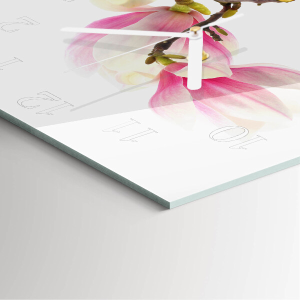Reloj cuadrado Flor de magnolia