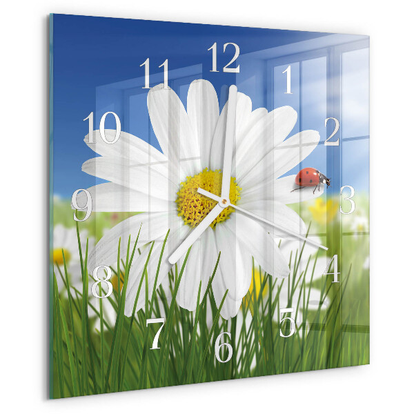 Reloj cuadrado Flor y mariquita