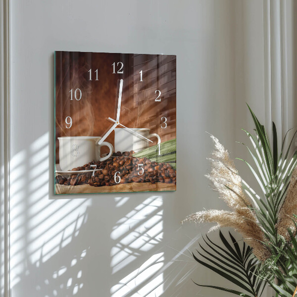Reloj cuadrado tazas de café