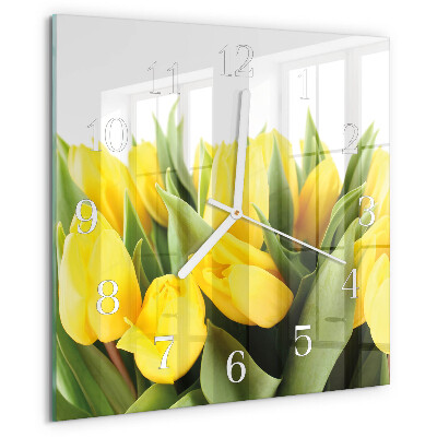 Reloj cuadrado Flores de tulipán