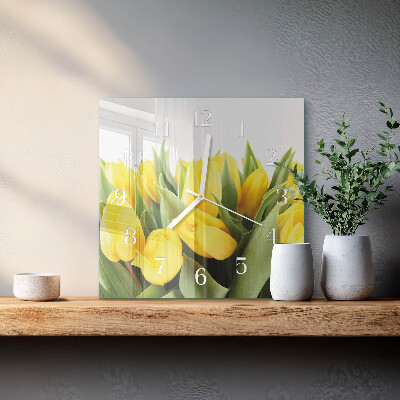 Reloj cuadrado Flores de tulipán