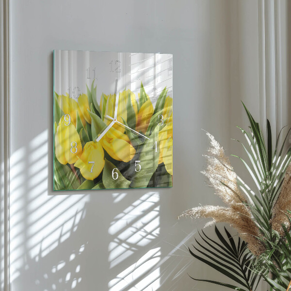 Reloj cuadrado Flores de tulipán