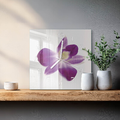 Reloj cuadrado Flor de orquídea