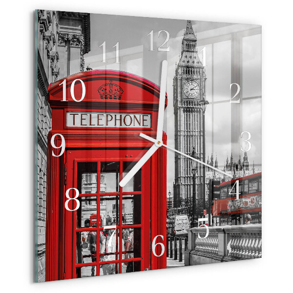 Reloj cuadrado Cabina telefónica roja