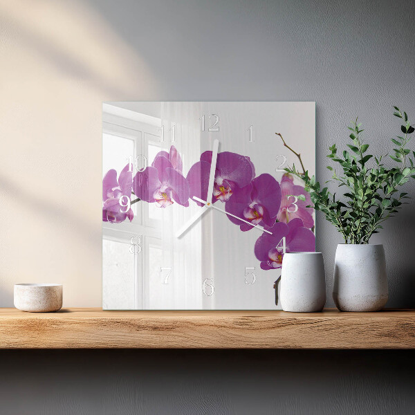 Reloj cuadrado Orquídea