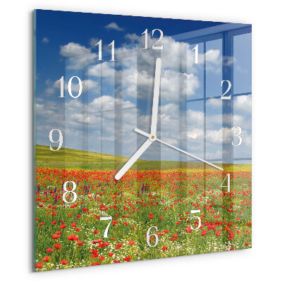 Reloj cuadrado Campo de amapolas