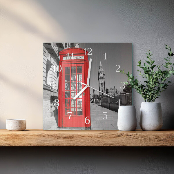 Reloj cuadrado Cabina telefónica roja