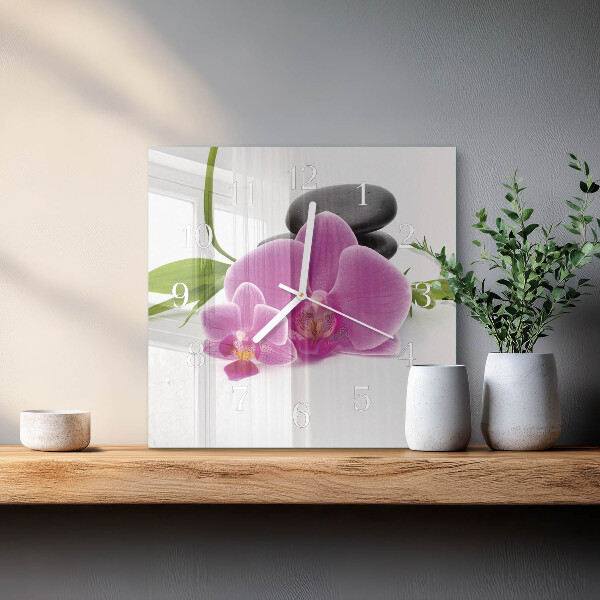 Reloj cuadrado Orquídea