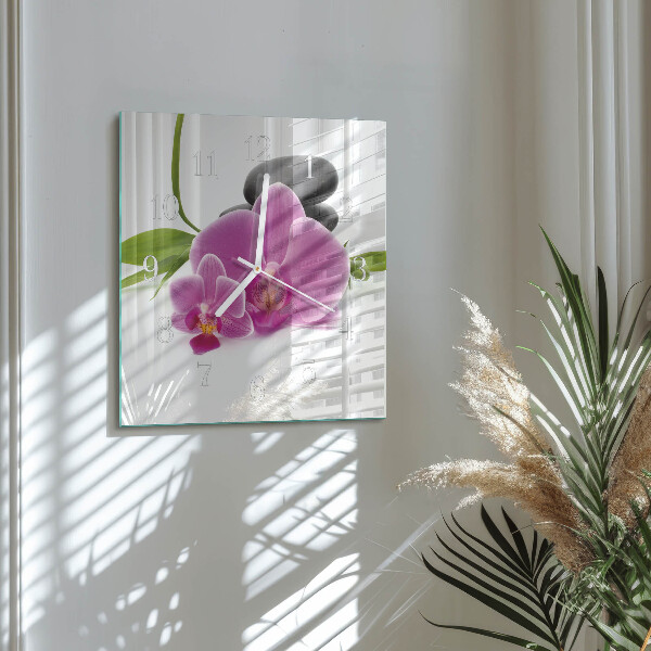 Reloj cuadrado Orquídea