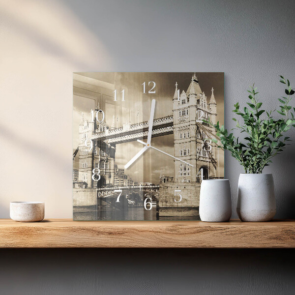 Reloj cuadrado Puente de Londres Sepia