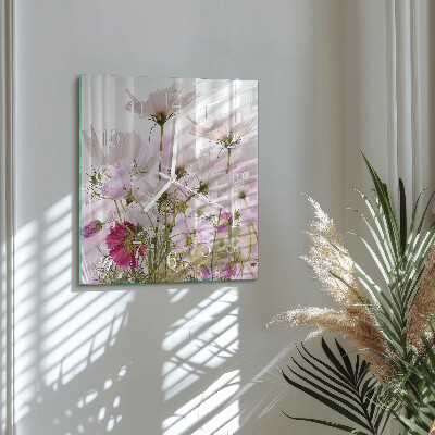 Reloj cuadrado Flores de cosmos