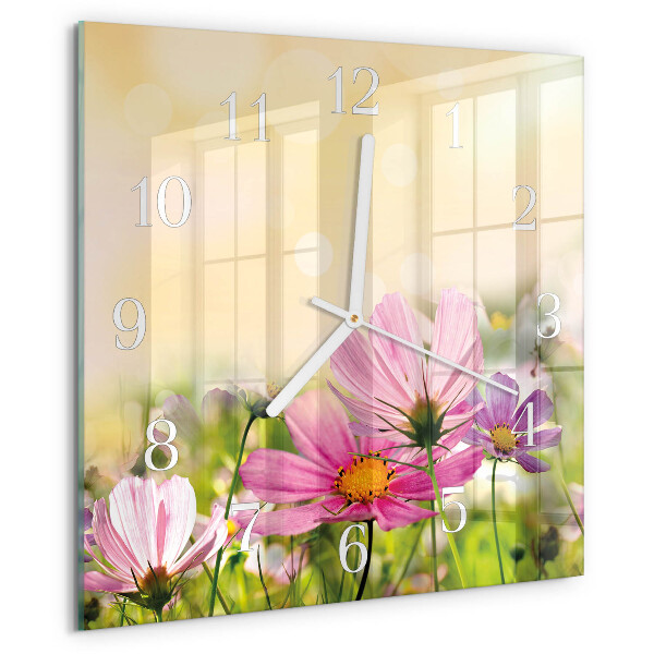 Reloj cuadrado Flores de cosmos