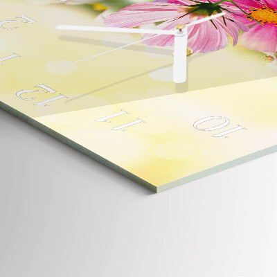 Reloj cuadrado Flores de cosmos