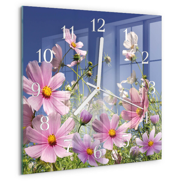 Reloj cuadrado Flores de cosmos