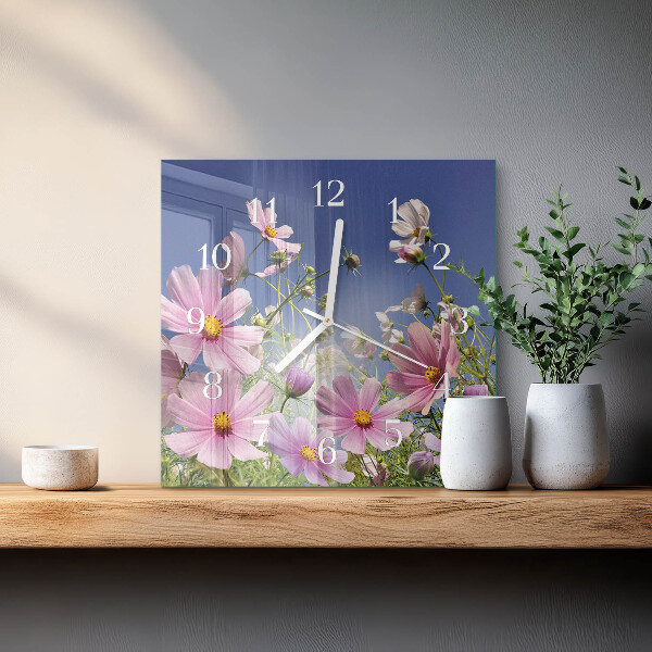Reloj cuadrado Flores de cosmos
