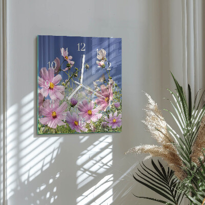 Reloj cuadrado Flores de cosmos
