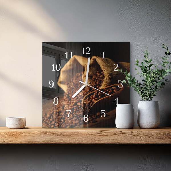 Reloj cuadrado Granos de café