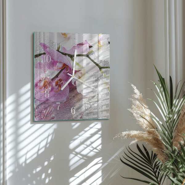 Reloj cuadrado Orquídea
