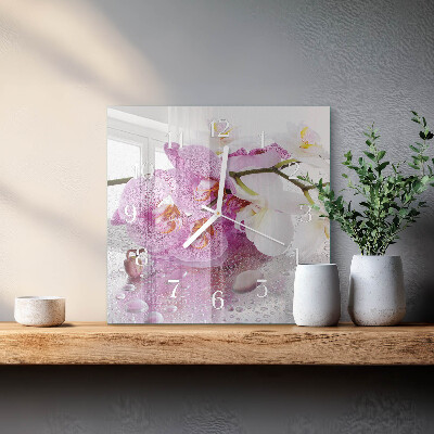 Reloj cuadrado Orquídea