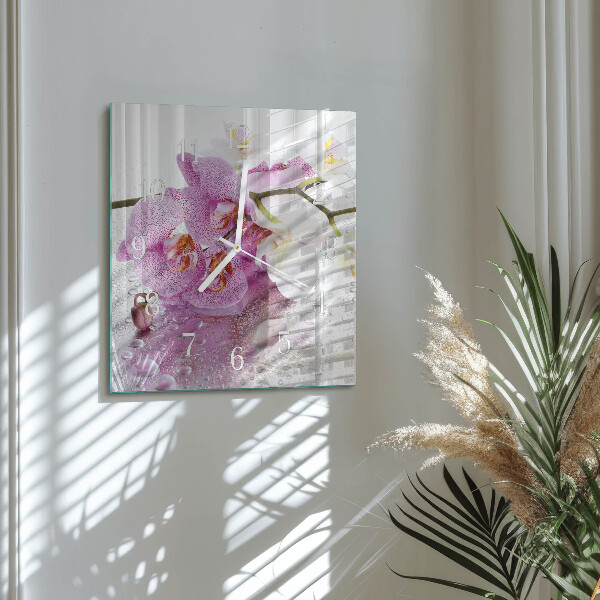 Reloj cuadrado Orquídea