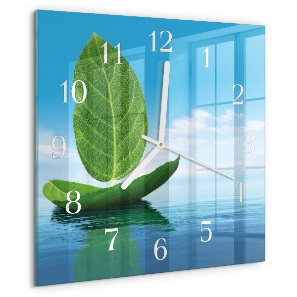 Reloj cuadrado Hojas