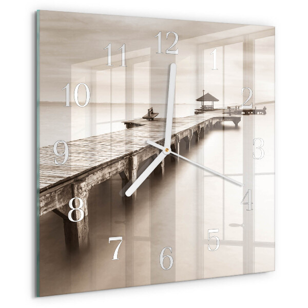 Reloj cuadrado Puente de madera