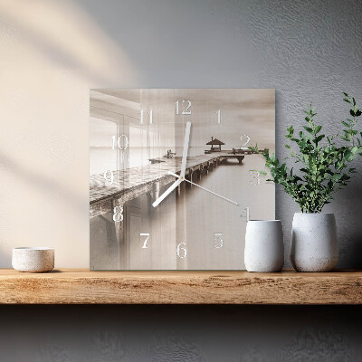 Reloj cuadrado Puente de madera